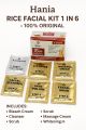Hania 6 in 1 Rice Facial Kit – Whitening, Brightening & Glowing Skin Care – Complete Salon Style Treatment at Home – 100% Original. 