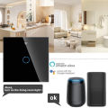 LiwoKit Tuya Smart Switch WIFI Need Neutral EU Standard Smart Home Light Touch Switches Wall 1/2/3/4 Gang Alexa  Voice Control lightify. 
