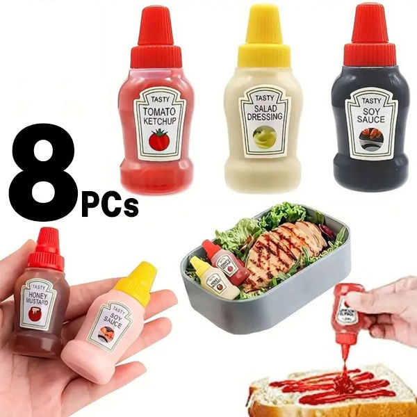 Mini Portable Sauce Bottles Ketchup Bottle for Lunch Boxes 8PCS & 4PCS ...