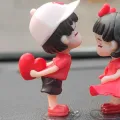 Couple Cute Ornaments for Car, Car Decoration Cute Cartoon Couples Action, Cartoon Car Dashboard Decorations, Cute Lovely Kiss C. 