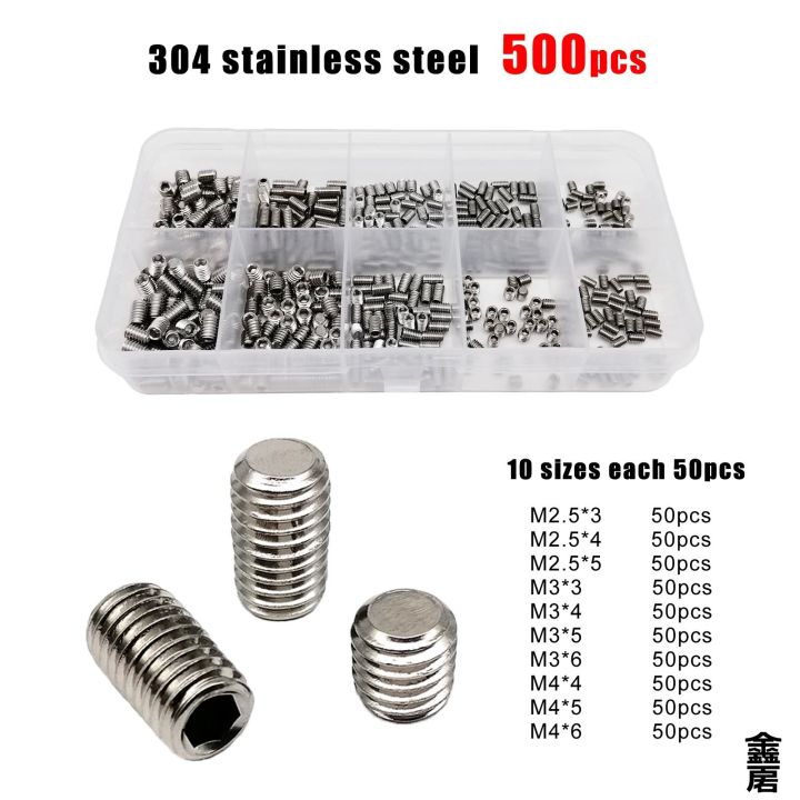 500 M2 M2.5 M3 M4 DIN913 304 Stainless Steel Black Hex Hexagon Socket ...