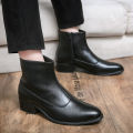 Men High Top Boots PU Solid Color Simple Fashionable Comfortable Men High Heels Boots.