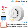 Tuya WiFi Temperature and Humidity Sensor Smoke Detector Protection Alarm Smoke House Combination Firefighters. 