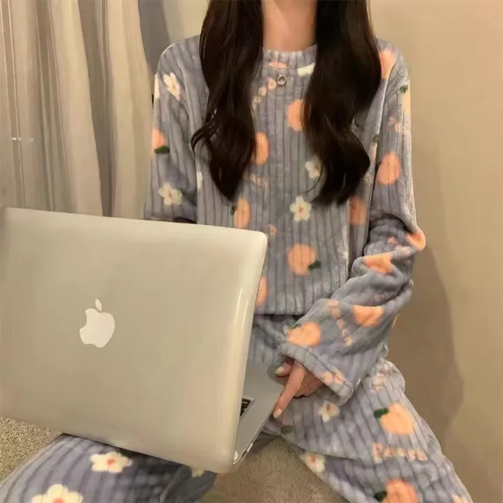 Autumn%20Winter%20Warm%20Flannel%20Fleecing%20Women's%20Pajamas%20Sets%20Coral%20Velvet%20Long%20Sleeve%20Cartoon%20Sleepwear%20Pants%20Sets%20Flannel%20Homewear%20-%20Image%206