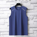 Summer Ice Silk Breathable and Sweat-absorbing Quick Drying Men's Sleeveless T-shirt Soft and Comfortable Men's Top.