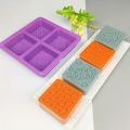 4-Cavity Square Soap Mold with Floral Designs - Silicone Soap Making Molds for DIY Projects. 