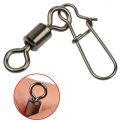 50pcs Swivel Snap Connector Pin Bearing Rolling 360 Rotate Ring Tackle Buckle Hook Lure Kit Wire Box Fishing Accessories.