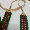 8Mm Green And Red Marble Beads 3 Layer Necklace. 