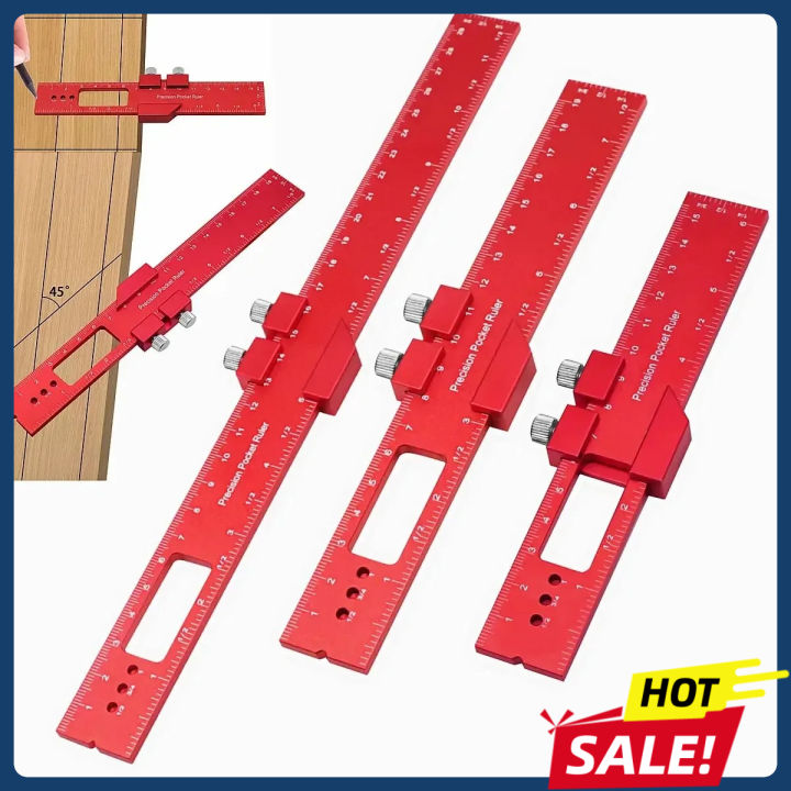 Precision T Type Pocket Ruler Inch Metric Measuring Tool with Slide ...