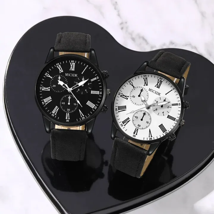 MSCXDK%20Brand%202PCS%20Set%20Couple%20Fashion%20Casual%20Leather%20Watches%20Ladies%20Simple%20Dial%20Quartz%20Wristwatches%20Dress%20Clock%20Montre%20Femme%20-%20Image%203