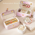 Portable Mini Jewelry Box Small Travel Storage Case for Rings Necklaces Earrings Lipstick with Removable Ring Slot PU Leather.