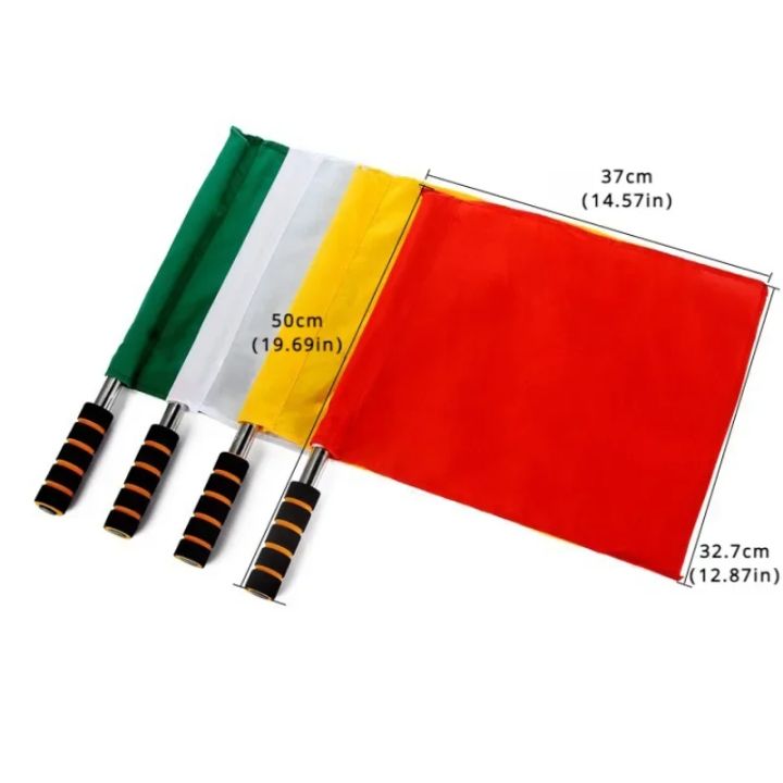 Professional Referee Flags - Waterproof Linesman Flags W/ Anti-Slip Grip for Football Rugby & Sports Matches (500D Polyester)