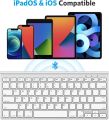 OMOTON Ultra-Slim Wireless Bluetooth Keyboard Compatible with All iPad, iPad 10.2 9th Generation/Mini 6 2021, Build-in Sliding Stand, White. 