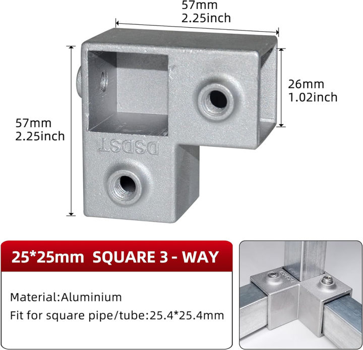 20/25/30mm%20Square%20Tube%20Connectors%20Galvanized%20Aluminum%20Alloy%20Square%20Tube%20Connector%20Tee%20Fasteners%20Square%20Steel%20Fixed%20Clips%20-%20Image%204