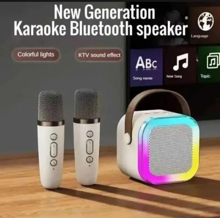 Bluetooth K12 Karaoke Machine Portable 5.3pa Speaker System with 1-2 Wireless Microphones Home Family Singing Kids Gifts Game For Adults Teens Minors