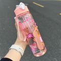 750 mL Kapibala  Cute Children's Straw Bottle High-value  | Student Portable Cartoon Water Bottle with Lanyard. 