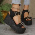 Summer Casual Hot Sale Daily Walking Shoes Comfortable, Lightweight Buckle Fashion New Slip-on Wedge Sandals Thick Sole Beach.