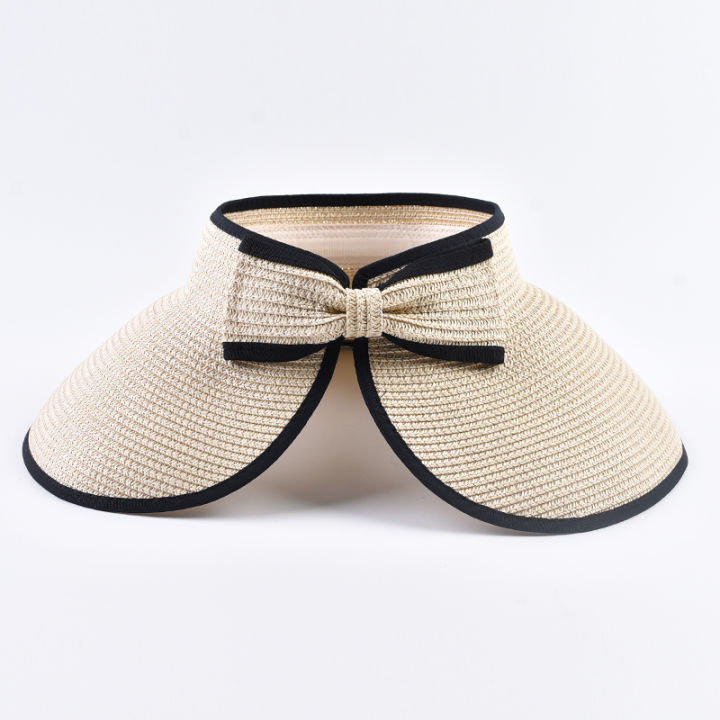 Summer%20Empty%20Top%20Straw%20Hat%20For%20Women%20Foldable%20Wide%20Large%20Brim%20Bowknot%20%20Sun%20Hat%20Travel%20Beach%20UV%20Protection%20Caps%20-%20Image%203