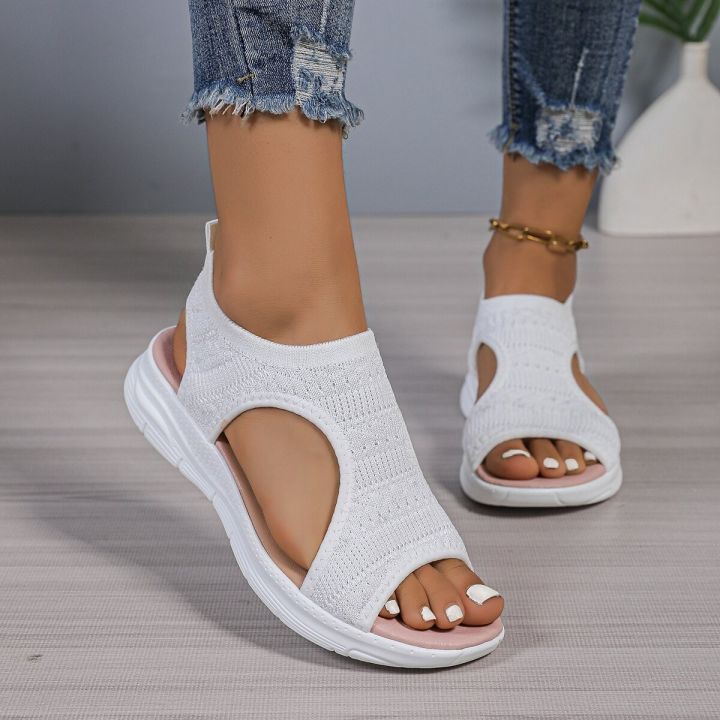 Fashionable%20New%20Style%20Elegant%20Mesh%20Wedge%20Heel%20Sandals%20Summer%20Round%20Toe%20Comfortable%20Anti%20Slip%20Fish%20Mouth%20Casual%20Sandals%20-%20Image%202