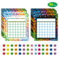 80 Pack Classroom Incentive  Reward Chart for 2 Designs with 2400 Pieces Colorful Star Stickers for Students Classroom Teaching. 