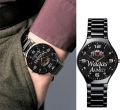 Customized Name Black Chain Wrist Watch For Men. 