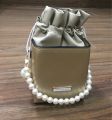 Women’s Crossbody Pearl Bag – Leather Square Bucket Style Clutch Handbag. 