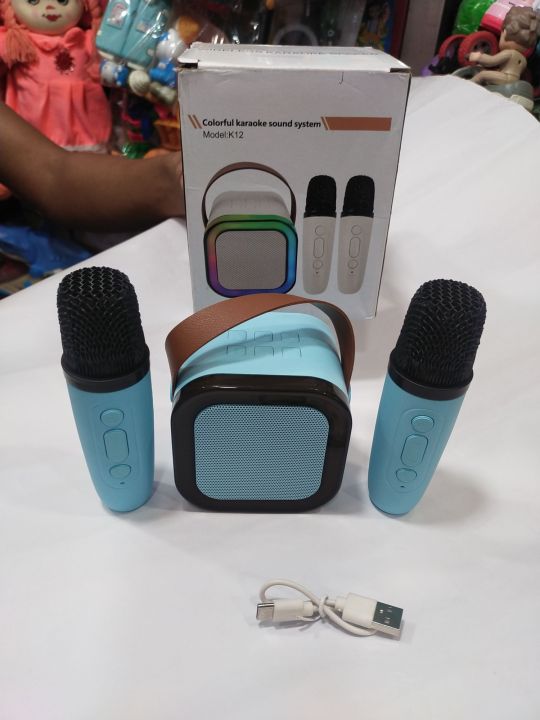 K12%20Kids%20Karaoke%20Microphone%20double%20speaker%20Machine%20Bluetooth-Compatible%20Wireless%20Karaoke%20Mic%20Speaker%20with%20RGB%20Light%20for%20Kids%20Toddler,Gifts%20for%20Girls%20and%20Boys%20Birthday%20(Blue%20&%20Pink)%20-%20Image%204