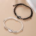 2Pcs/Lot Fashion Enamel Tai Chi Yin Yang Couple Bracelets Sets For Women Men Adjustable Braiding Handwear Matching Lover Gifts. 