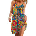 Ethnic Style Women's Slip Dress Bohemain Beach Skirt Summer Woman Casual Clothing Daily Wear Loose Dresses Lady Cool Holiday Top. 