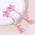 2Pcs Y2k Star Hair Clip Sweet Mini Flower Candy Plastic Bear Crystal Pendant Hairpin Headwear For Girl Metal Barrette Accesories.