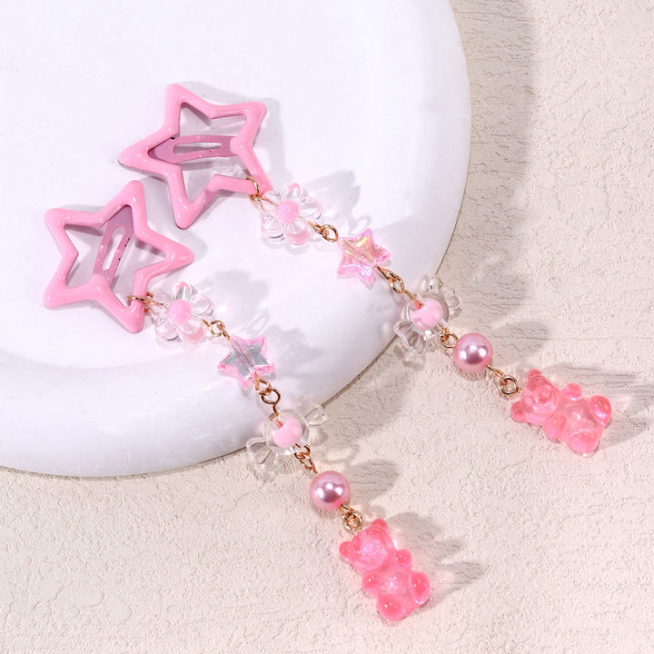 2Pcs%20Y2k%20Star%20Hair%20Clip%20Sweet%20Mini%20Flower%20Candy%20Plastic%20Bear%20Crystal%20Pendant%20Hairpin%20Headwear%20For%20Girl%20Metal%20Barrette%20Accesories%20-%20Image%207