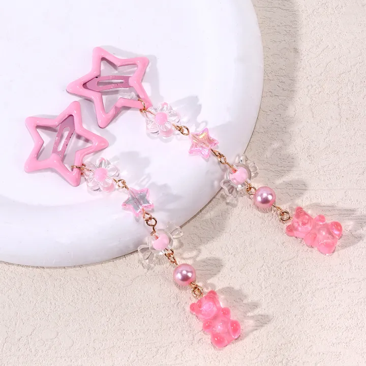 2Pcs%20Y2k%20Star%20Hair%20Clip%20Sweet%20Mini%20Flower%20Candy%20Plastic%20Bear%20Crystal%20Pendant%20Hairpin%20Headwear%20For%20Girl%20Metal%20Barrette%20Accesories%20-%20Image%207