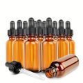 12Pcs 5ml- 50ml Empty Dropper Bottle Refillable Amber Glass Pipette Bottles for Essential Oil Aromatherapy Liquid Dropper Bottle.