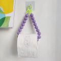 Chic Pink Beaded Toilet Paper Holder & Phone Chain - Punch-Free, Wall-Mounted Organizer For Bathroom And Office Decor. 