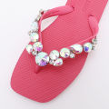 Fuchsia Bling Flip Flops - Iridescent Crystal Decor Summer Beach Sandals.