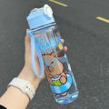750 mL Kapibala  Cute Children's Straw Bottle High-value  | Student Portable Cartoon Water Bottle with Lanyard. 