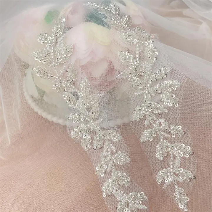 10PCS-2PCS.%20Silver%20White%20Beaded%20Lace%20Mirror%20Flowers.Flower%20Leaves%20Embroidery%20Wedding%20Dress%20Headdress.DIY%20Sewing%20Supplies%20Patch%20-%20Image%202