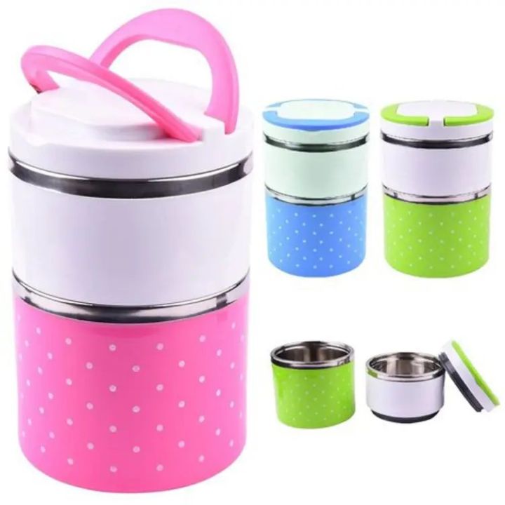 2-Layer Stainless Steel Lunch Box Hot Tiffin for Office and School