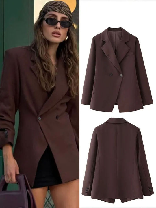 HH 2024 Women's Chic Waist Casual Suit Jacket Fashion V-neck Single Button Decoration Elegant Women's Street Casual Jacket