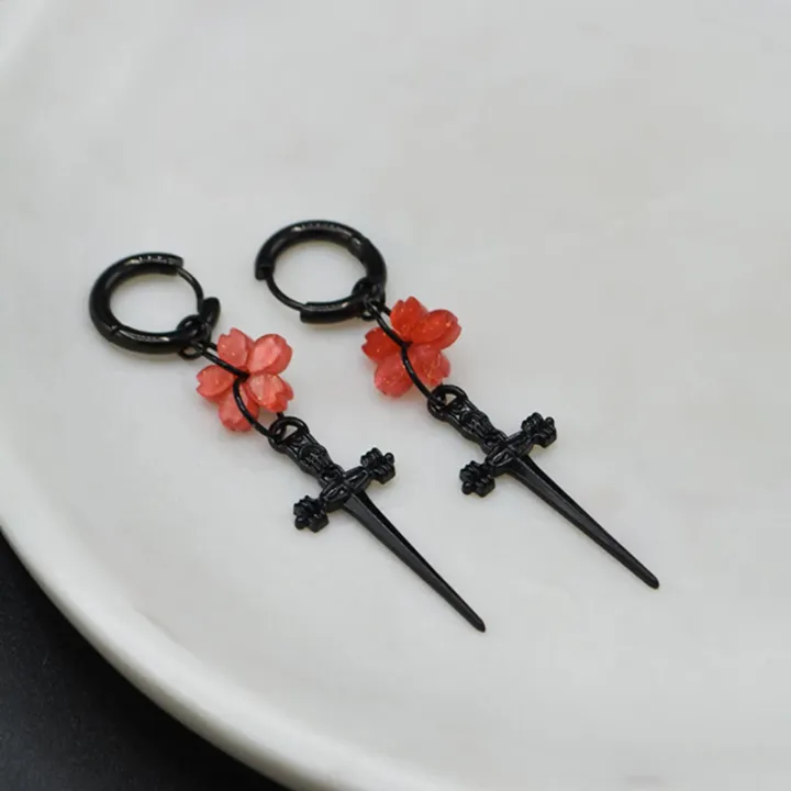 Punk%20Black%20Sakura%20Blade%20Earrings%20Gothic%20Cherry%20Blossom%20Sword%20Pendant%20Small%20Hoop%20Earrings%20Japanese%20Jewelry%20-%20Image%204