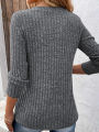 Women's Fashionable V-neck Button Up Top With Pit Stripes. 