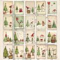 20 Pieces of Vintage Cute Animal Christmas Tree Star Cards, Vintage Journal Paper, Gift Cards. 
