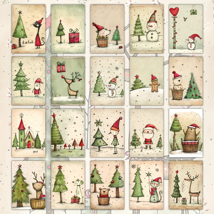 20%20Pieces%20of%20Vintage%20Cute%20Animal%20Christmas%20Tree%20Star%20Cards,%20Vintage%20Journal%20Paper,%20Gift%20Cards%20-%20Image%204