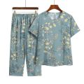 Casual Ice Silk Suit Loose Large Size Suit Short-sleeved Top Loose Two-piece Suit Plus Size Summer Outfits Pijamas Feminino. 