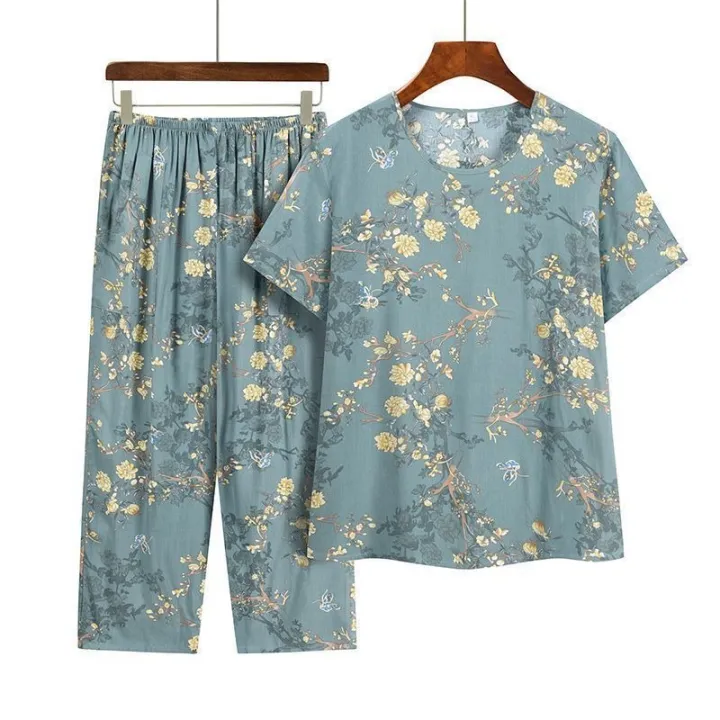 Casual%20Ice%20Silk%20Suit%20Loose%20Large%20Size%20Suit%20Short-sleeved%20Top%20Loose%20Two-piece%20Suit%20Plus%20Size%20Summer%20Outfits%20Pijamas%20Feminino%20-%20Image%202