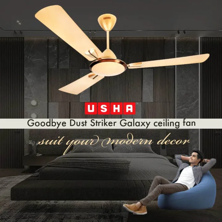 Usha Striker Galaxy 1400 mm 3 Blade Ceiling Fan (Bright Gold)
