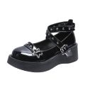 Shoes Lolita shoes Women heels platform mary janes Star Buckle Strap Mary Janes Women Cross-tied Girls Rivet Casual kawaii shoes.
