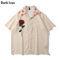 Lips Rose Printed Button Down Collar Men's Hawaiian Shirts Thin Material Vintage Shirts for Men Outerwear Shirts Male Top 2023 S. 