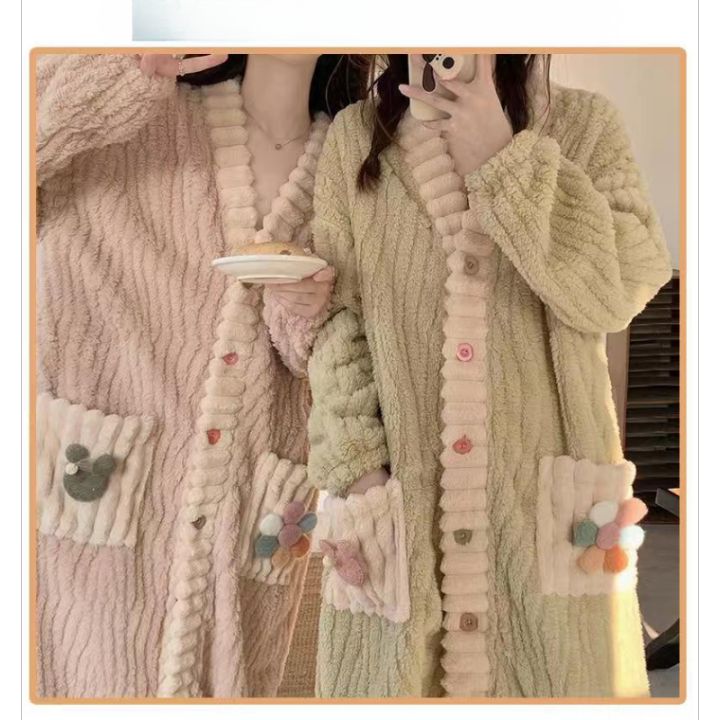 1pcs%20Coral%20Velvet%20Rainbow%20Flower%20Bathrobe%202025%20New%20Winter%20Loose%20Warm%20Cute%20Long%20Sweet%20Cardigan%20Home%20Wear%20Pajamas%20-%20Image%203