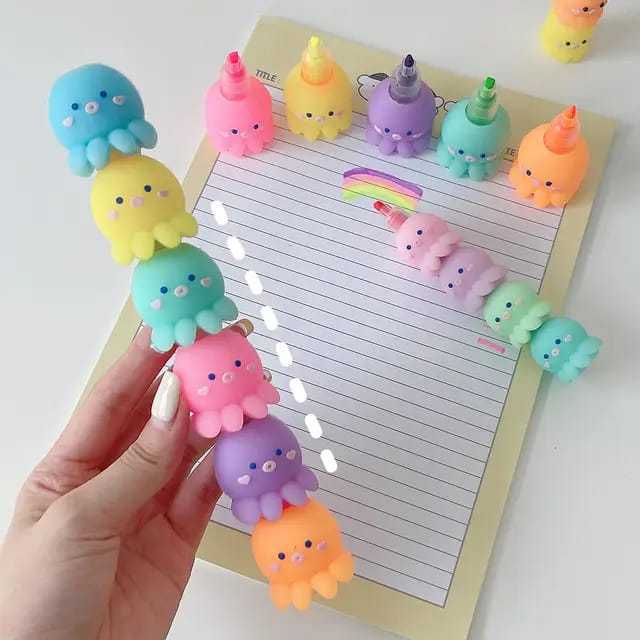 Octopus Stackable Markers Stacking Highlight Mini Octopus Pastel Highlighter Paint Marking ...
